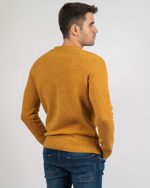 МЕЛАНЖИРАН ПУЛОВЕР С РЕГЛАН РЪКАВ И ЛОГО В ЦВЯТ ГОРЧИЦА - 9