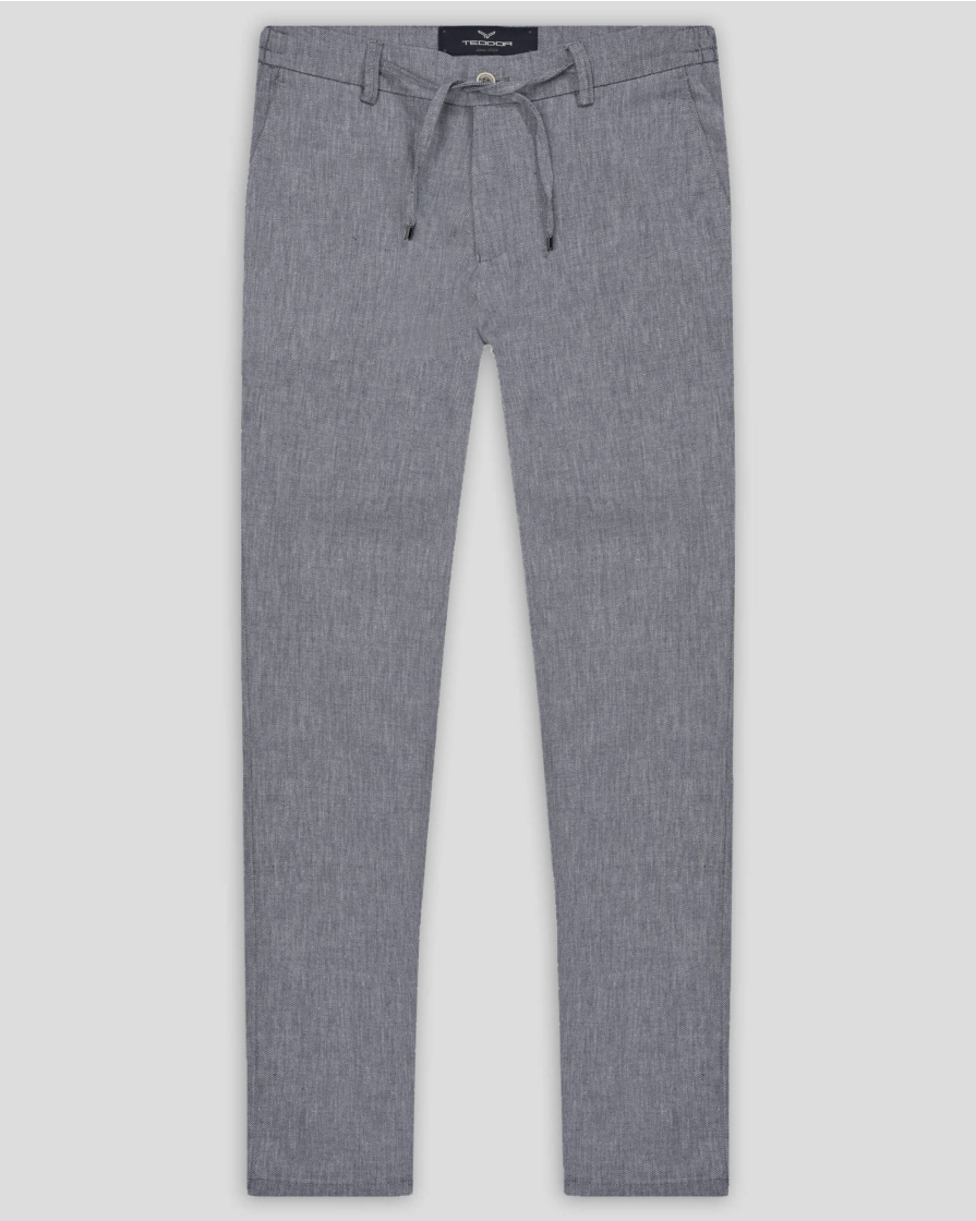 TROUSERS SLIM FIT LINEN AND COTTON