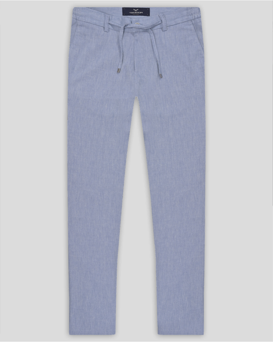 TROUSERS SLIM FIT LINEN AND COTTON