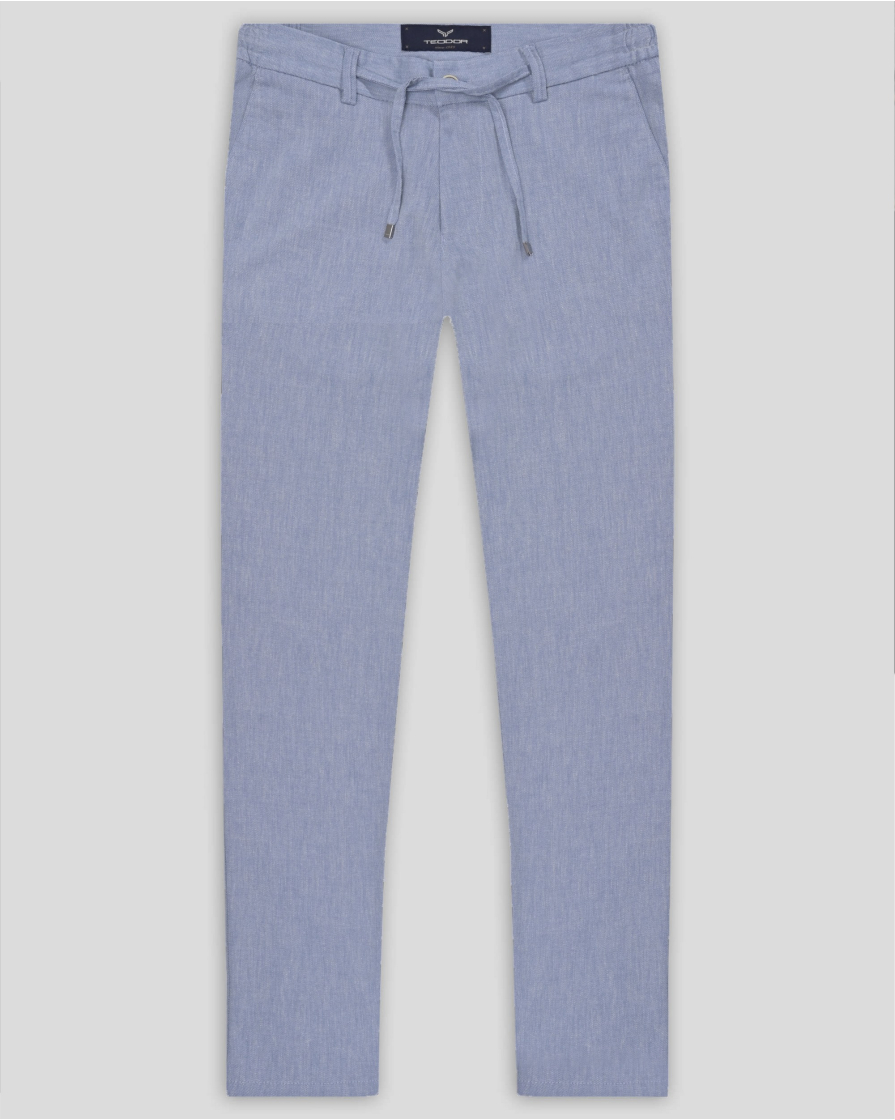 TROUSERS SLIM FIT LINEN AND COTTON