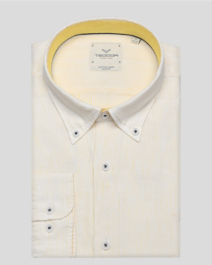 SHIRT SLIM FIT LINEN AND COTTON